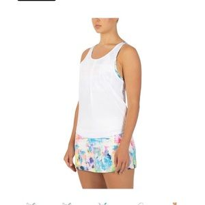 Fila Women`s Tie Breaker Double Layer Racerback Tennis Tank White and Tie Dye